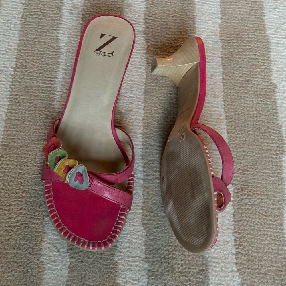 Pink flower kitten heels